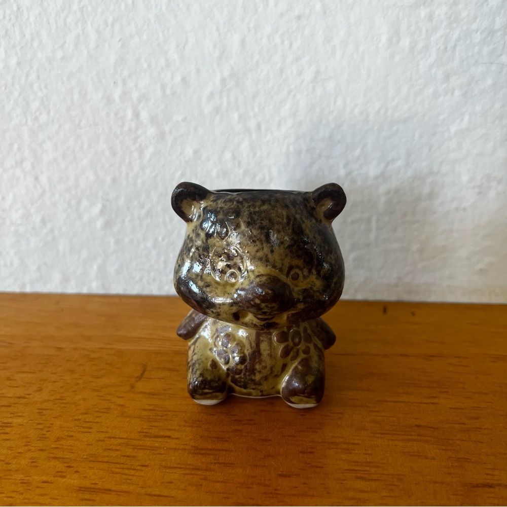 Vintage Napcoware Ceramic Bear Figurine Planter Toothpick Holder